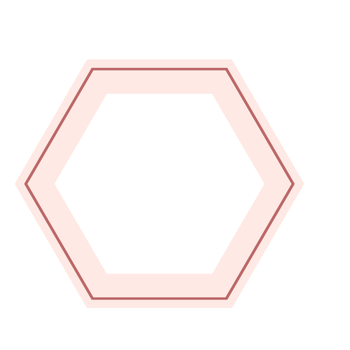 HEXÁGONO FILO rojo palo Y FILO GRUESO rosa PALO 500x500